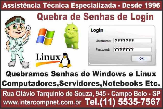 Foto 1 - Quebra Senha Computador Servidor Linux Windows